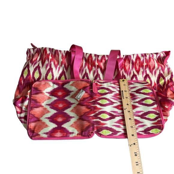 Chico’s Be Bold Zipper Packable Foldable Travel XL Tote Bag Ikat Print New - Picture 7 of 11